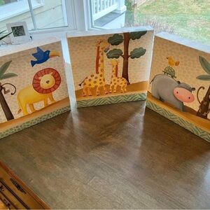 Set of 3 Kids or Babies Room Safari Animal Canvas Wall Art Set 9" x 9" LIKE NEW